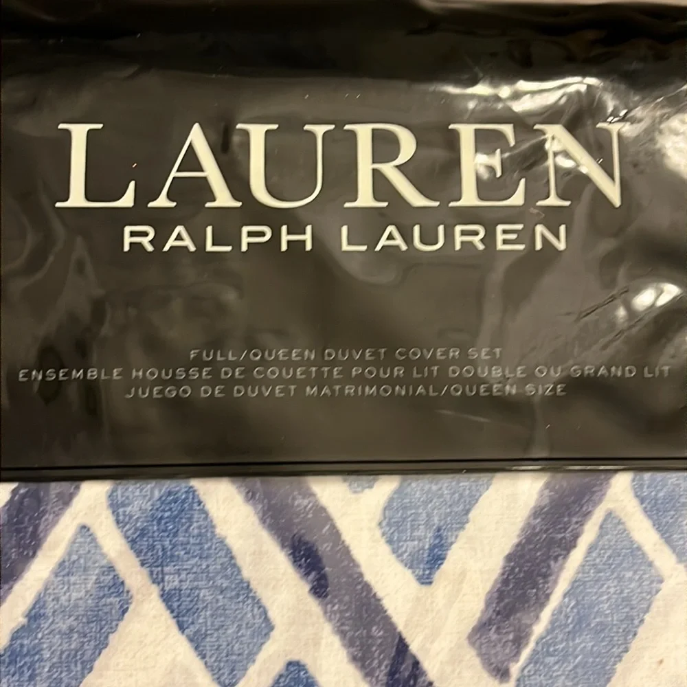 Ralph Lauren Jensen indigo Queen Duvet cover set cover and 2 pillow shams new